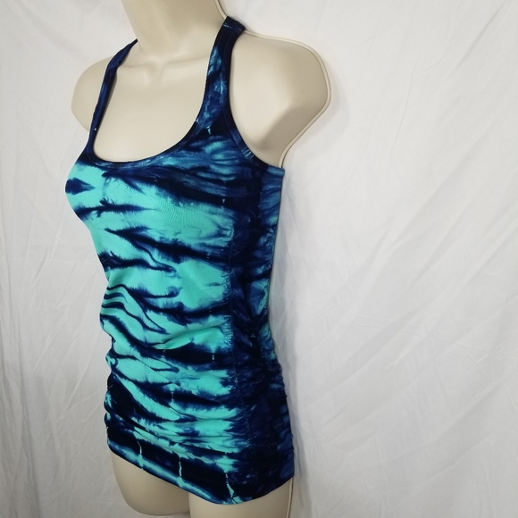 Womens Nux Newly Charmed Tank Magic Mint Blue Racerback Tank Tie Dye Small - Picture 4 of 8